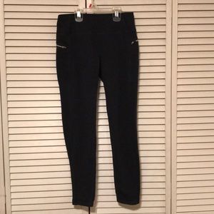 Dark blue fabric leggings with zippers
